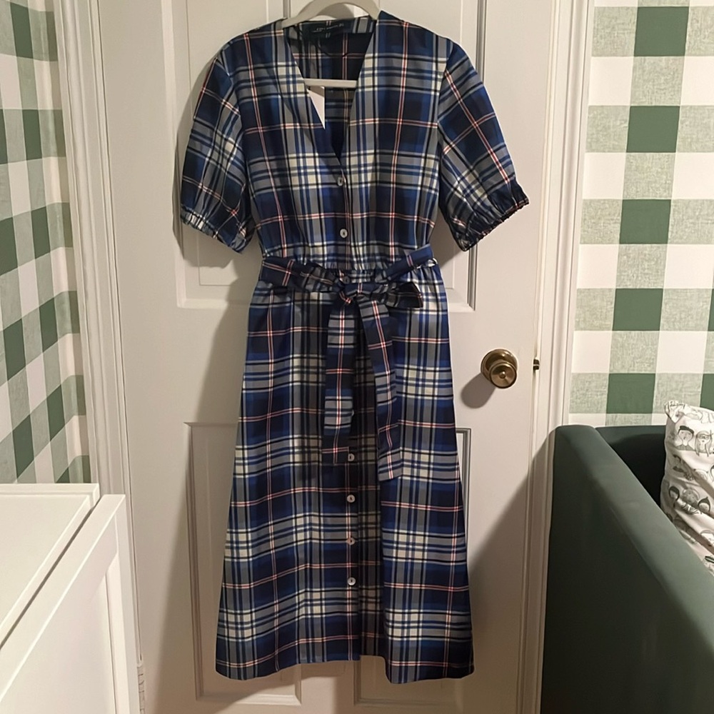NWTZara Woman Plaid Taffeta Dress Size L